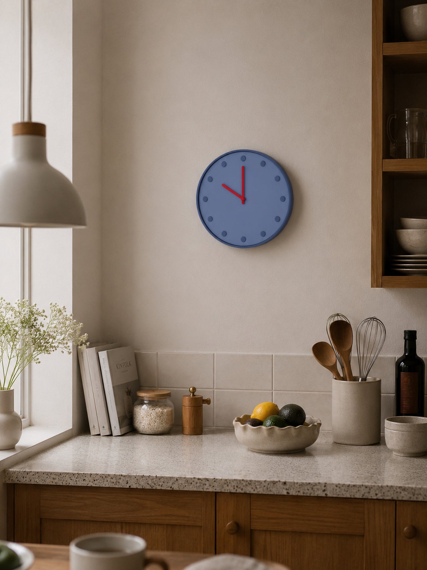 Nordic Pop Round Clock — Misty Blue