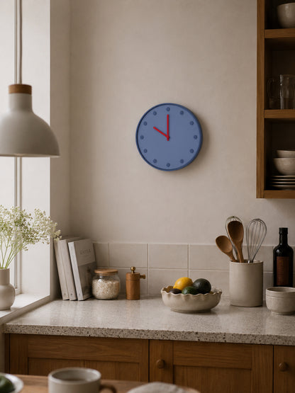 Nordic Pop Round Clock — Misty Blue